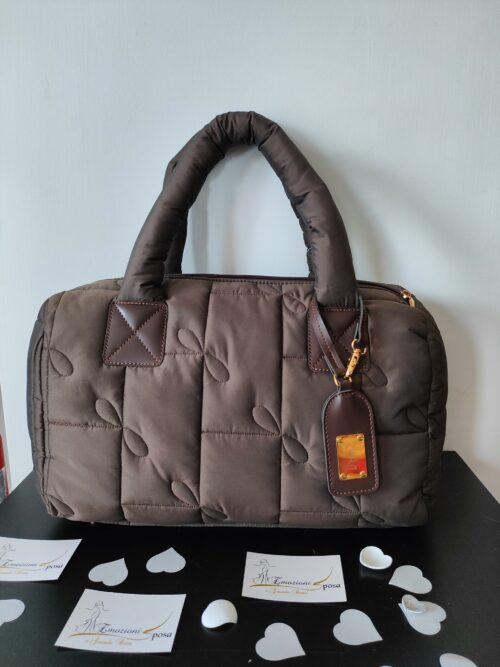 Bauletto Liola in tessuo trapuntato colore marrone