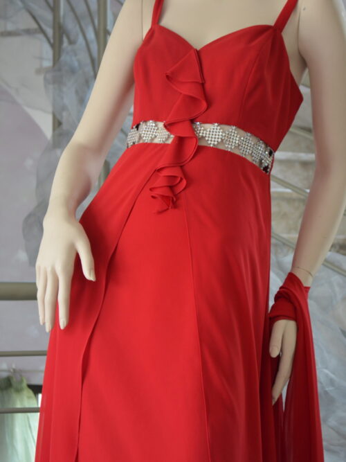 BG0046 - Abito Lungo Bianca dei Bleve Colore Rosso Taglia 48