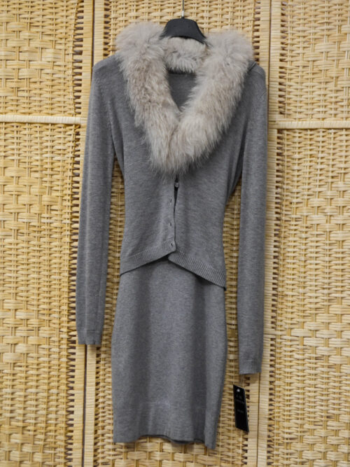 BG0305 - Abito Donna Corto J.M. Couture Milano Colore Grigio Taglia 42